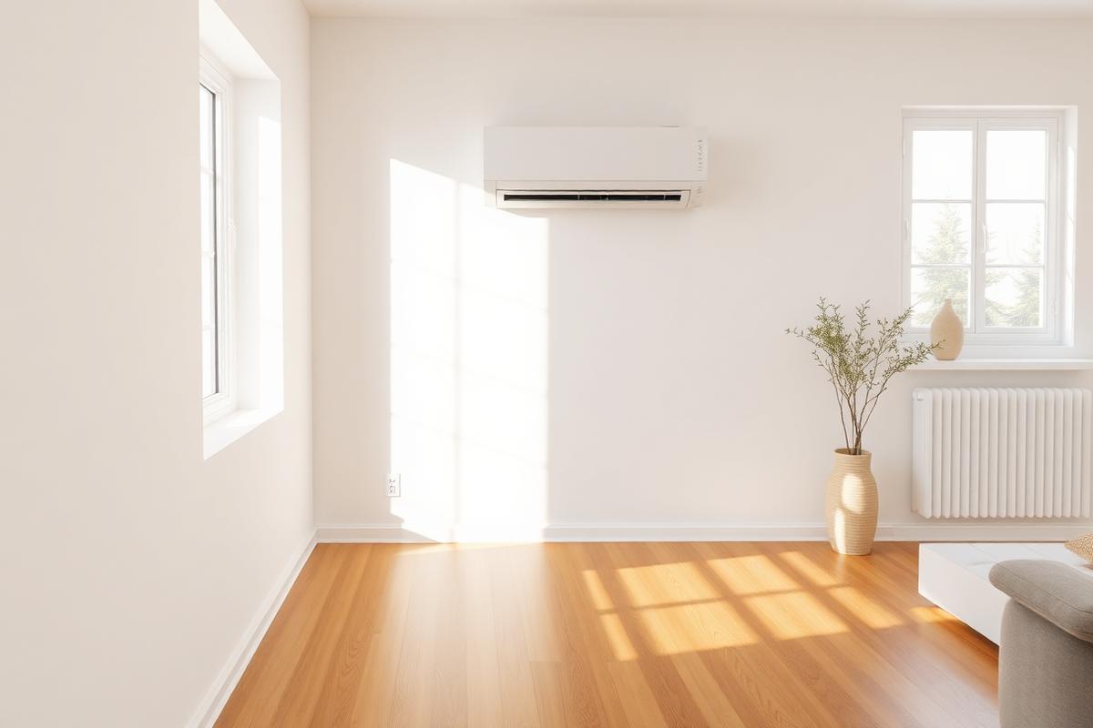 Wandmodel airco binnenunit geplaatst in een woonkamer door HEATR